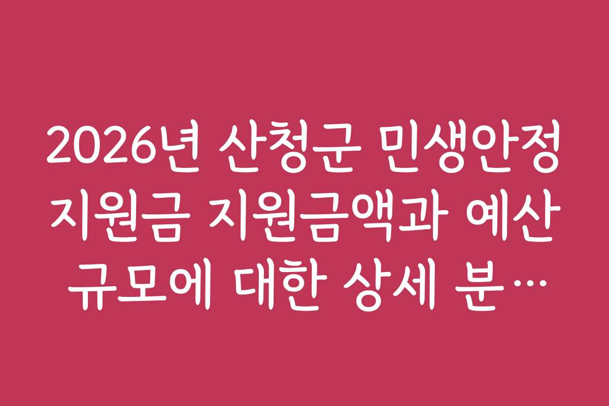 2026년 산청군 민생안정지원금 지원금액과 예산 규모에 대한 상세 분석과 전망