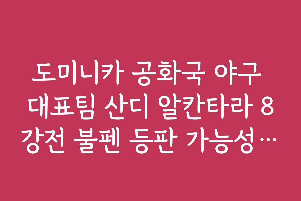 도미니카 공화국 야구 대표팀 산디 알칸타라 8강전 불펜 등판 가능성 확인