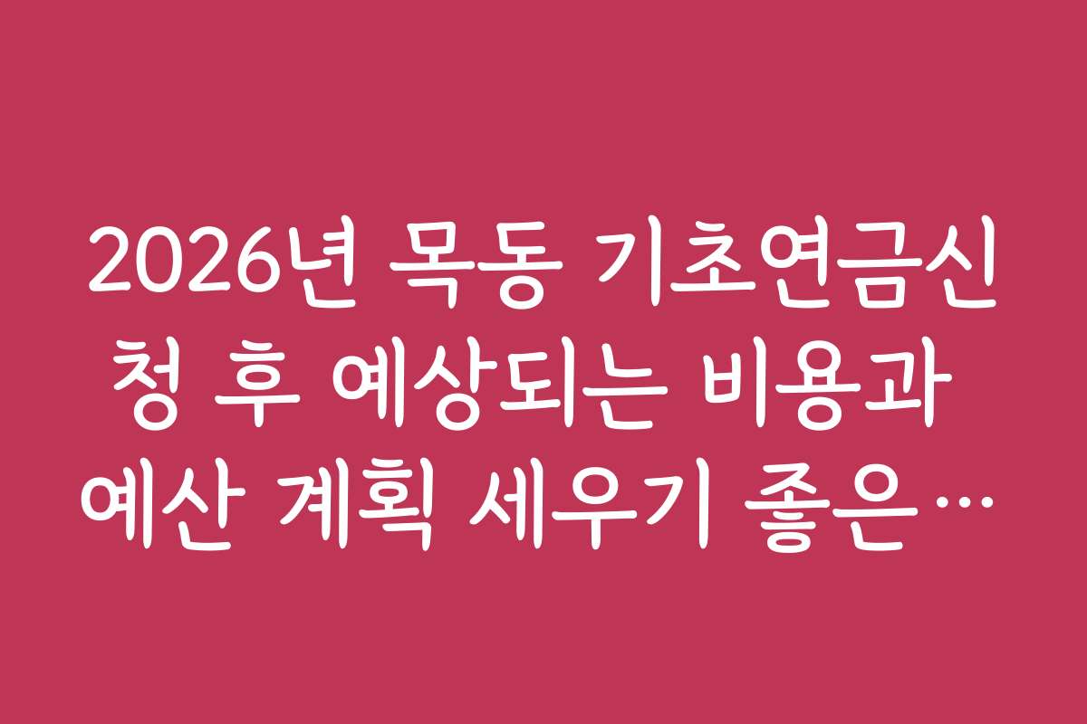 2026년 목동 기초연금신청 후 예상되는 비용과 예산 계획 세우기 좋은 팁