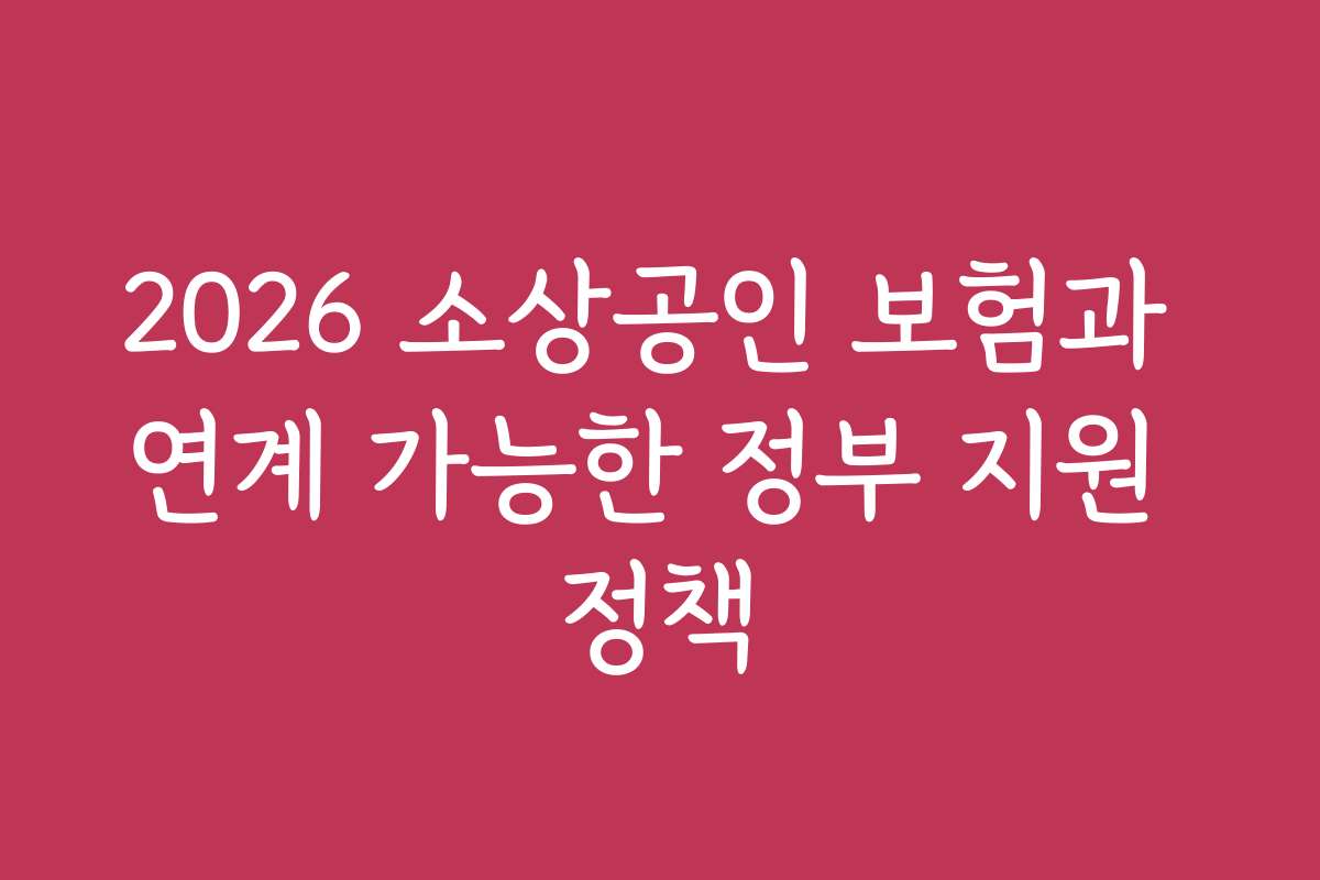 2026 소상공인 보험과 연계 가능한 정부 지원 정책