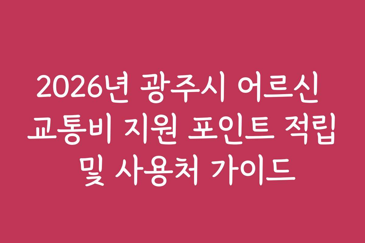 2026년 광주시 어르신 교통비 지원 포인트 적립 및 사용처 가이드