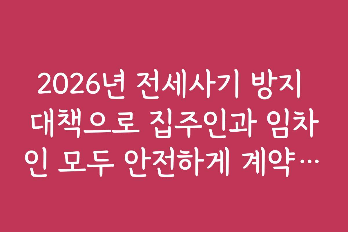 2026년 전세사기 방지 대책으로 집주인과 임차인 모두 안전하게 계약하는 방법
