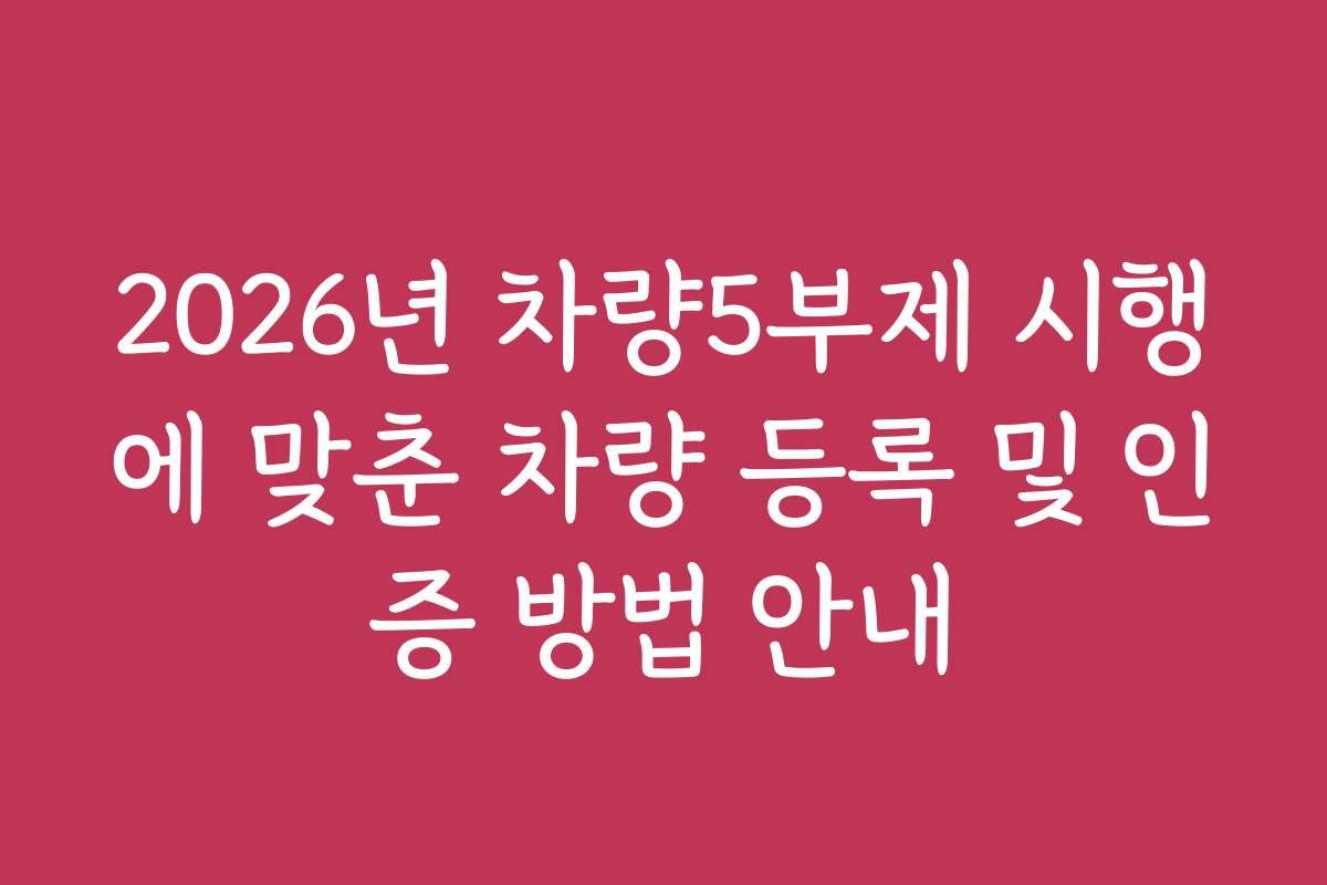 2026년 차량5부제 시행에 맞춘 차량 등록 및 인증 방법 안내