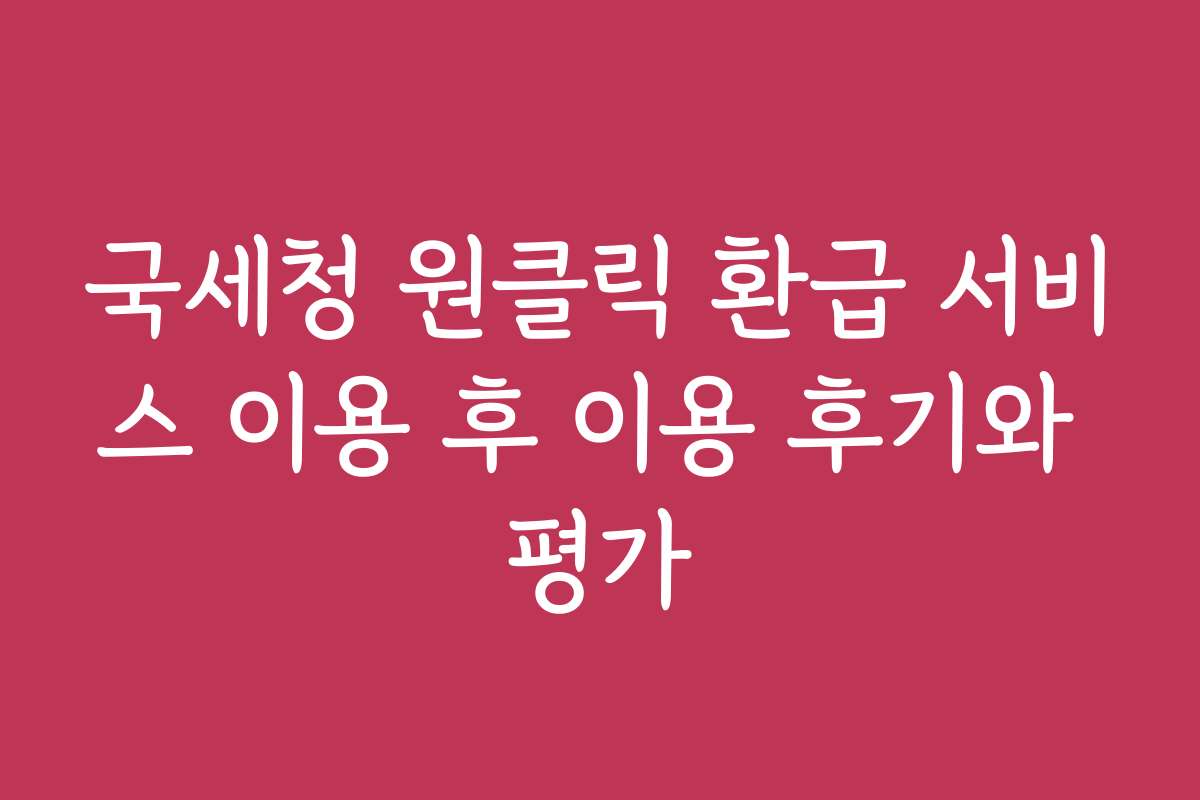 국세청 원클릭 환급 서비스 이용 후 이용 후기와 평가