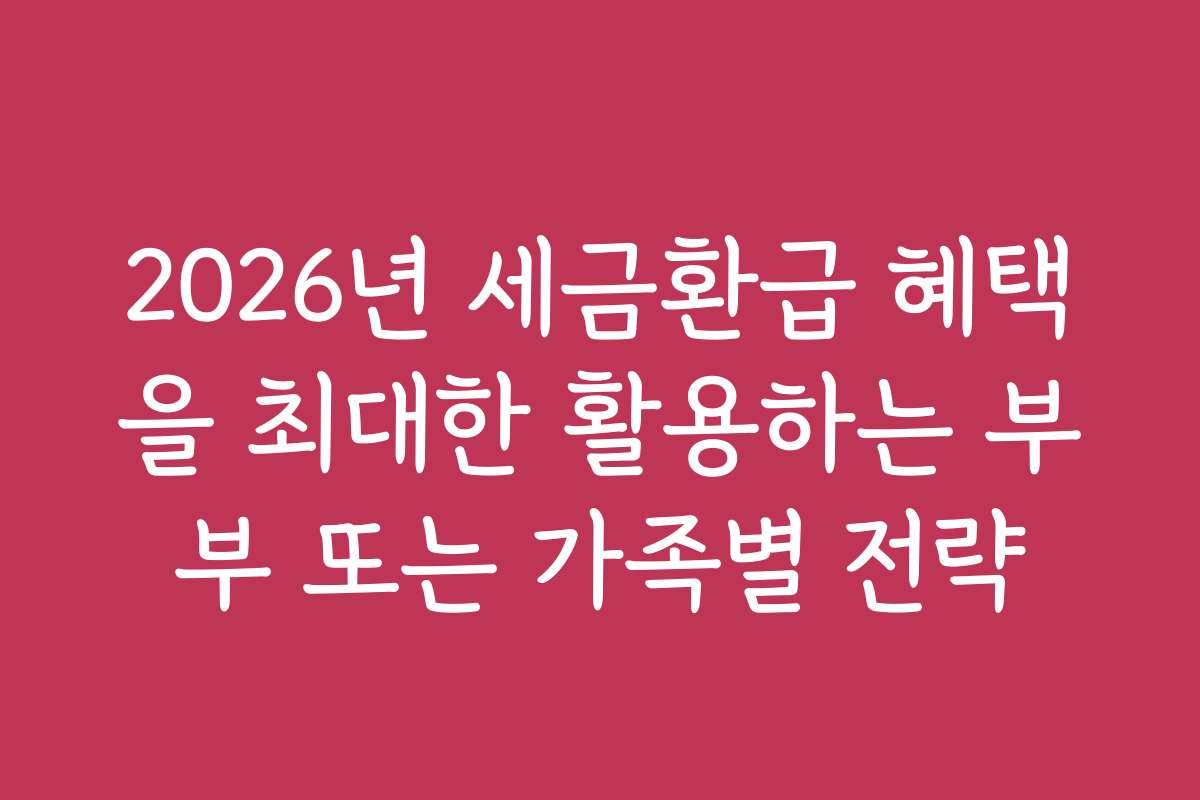 2026년 세금환급 혜택을 최대한 활용하는 부부 또는 가족별 전략