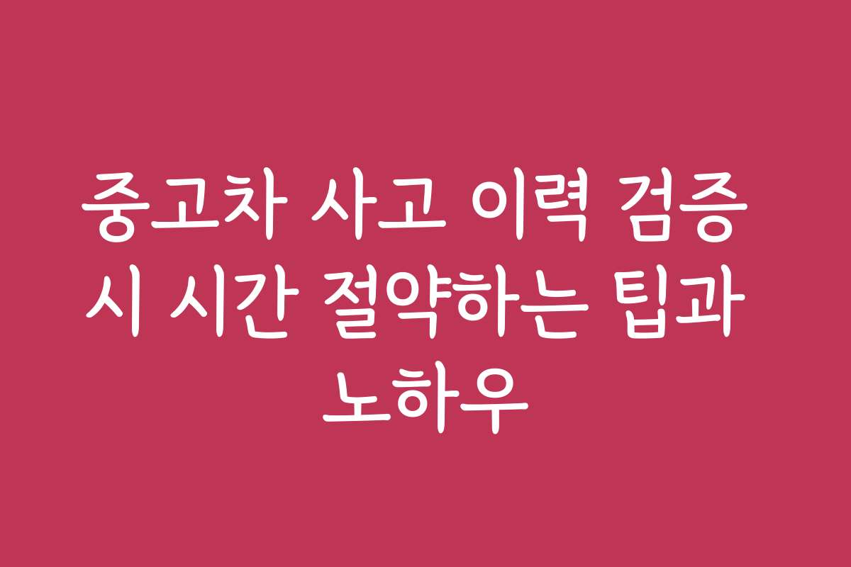 중고차 사고 이력 검증 시 시간 절약하는 팁과 노하우