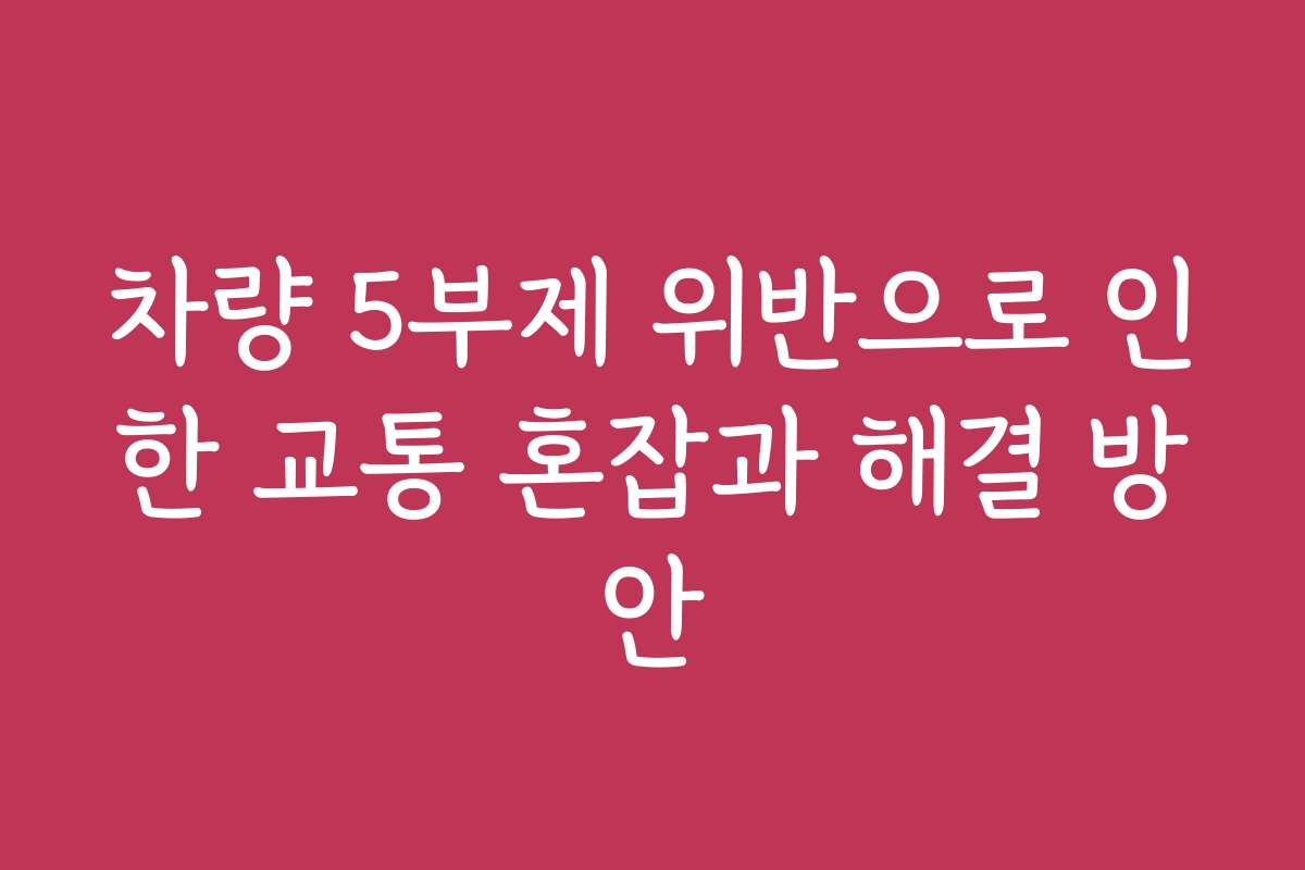 차량 5부제 위반으로 인한 교통 혼잡과 해결 방안