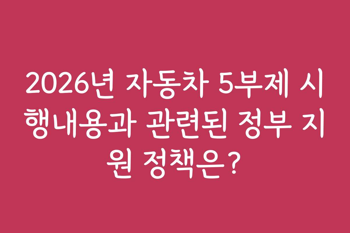 2026년 자동차 5부제 시행내용과 관련된 정부 지원 정책은?