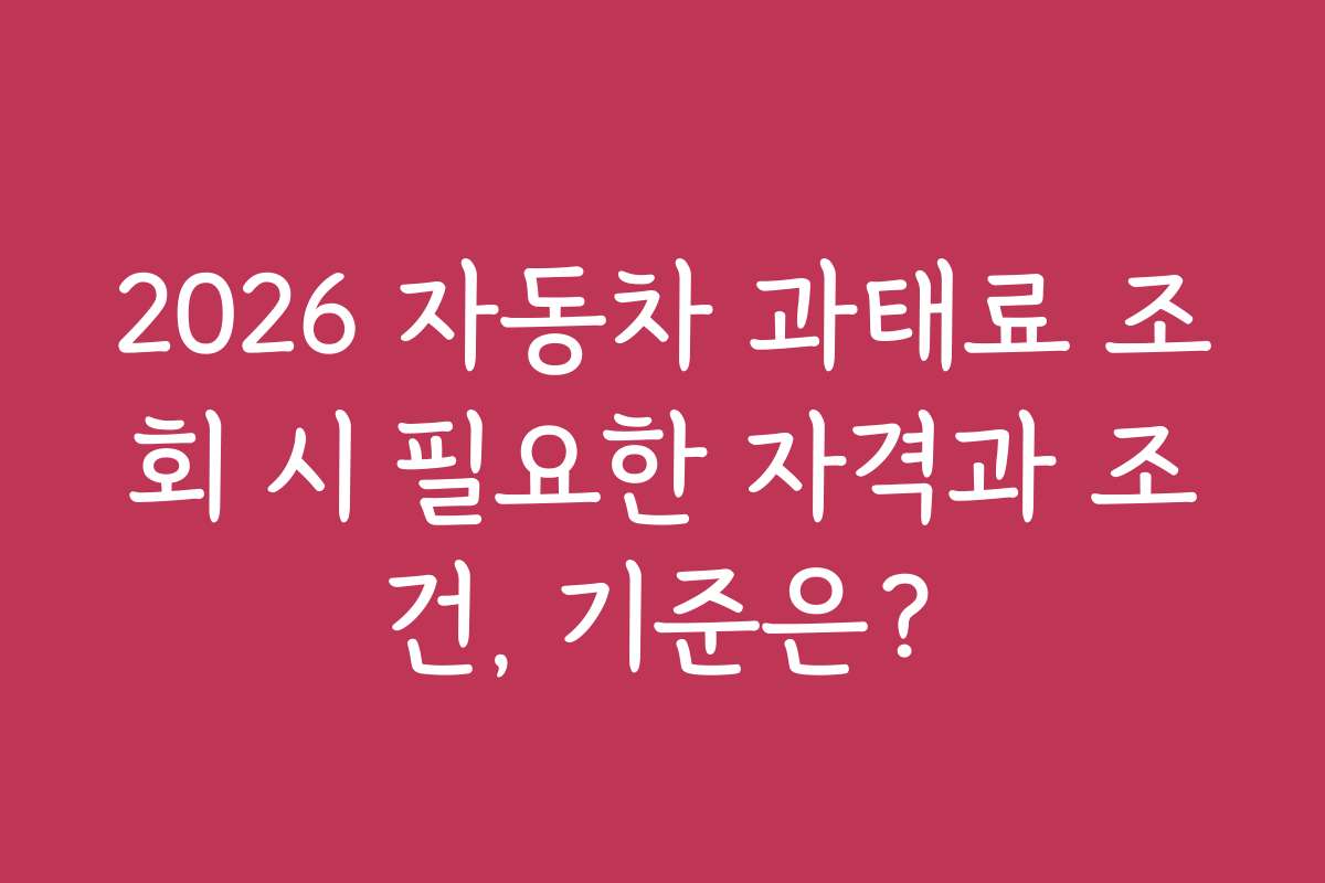 2026 자동차 과태료 조회 시 필요한 자격과 조건, 기준은?