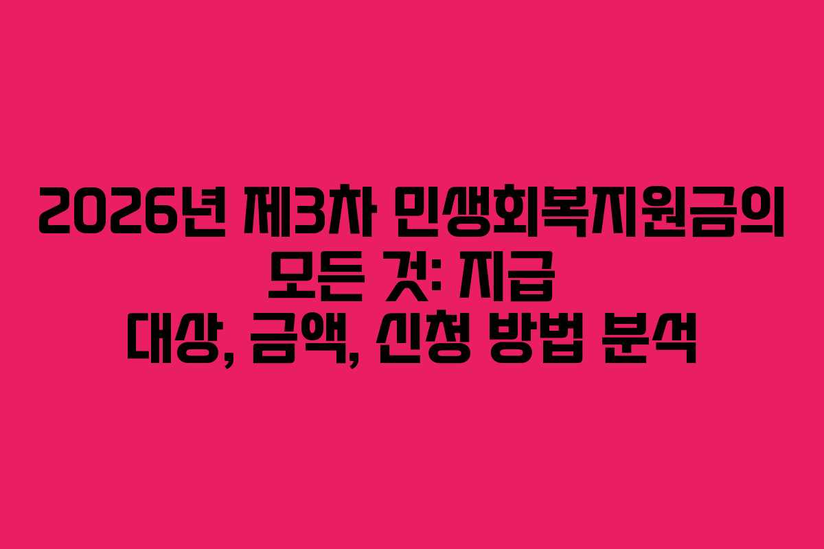 2026년 제3차 민생회복지원금의 모든 것: 지급 대상, 금액, 신청 방법 분석