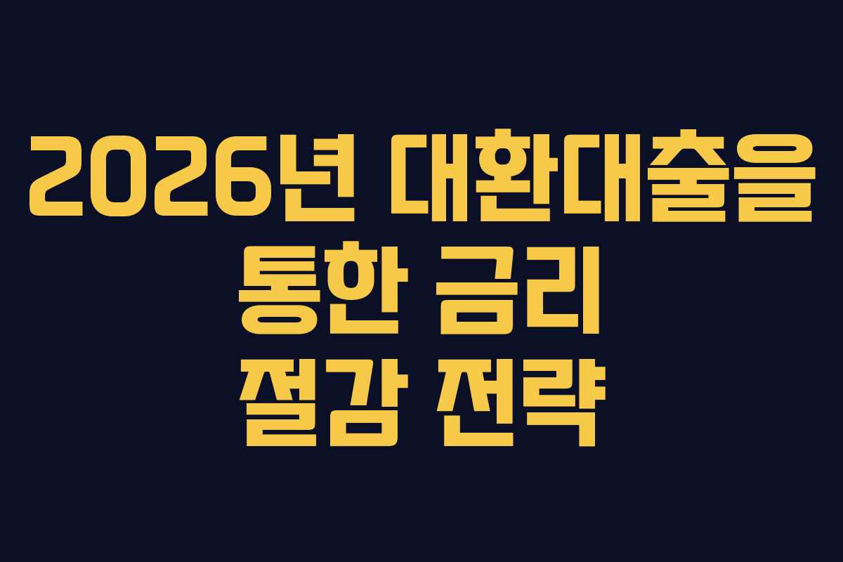 2026년 대환대출을 통한 금리 절감 전략