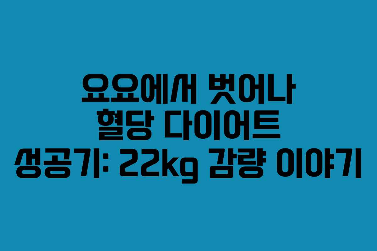 요요에서 벗어나 혈당 다이어트 성공기: 22kg 감량 이야기