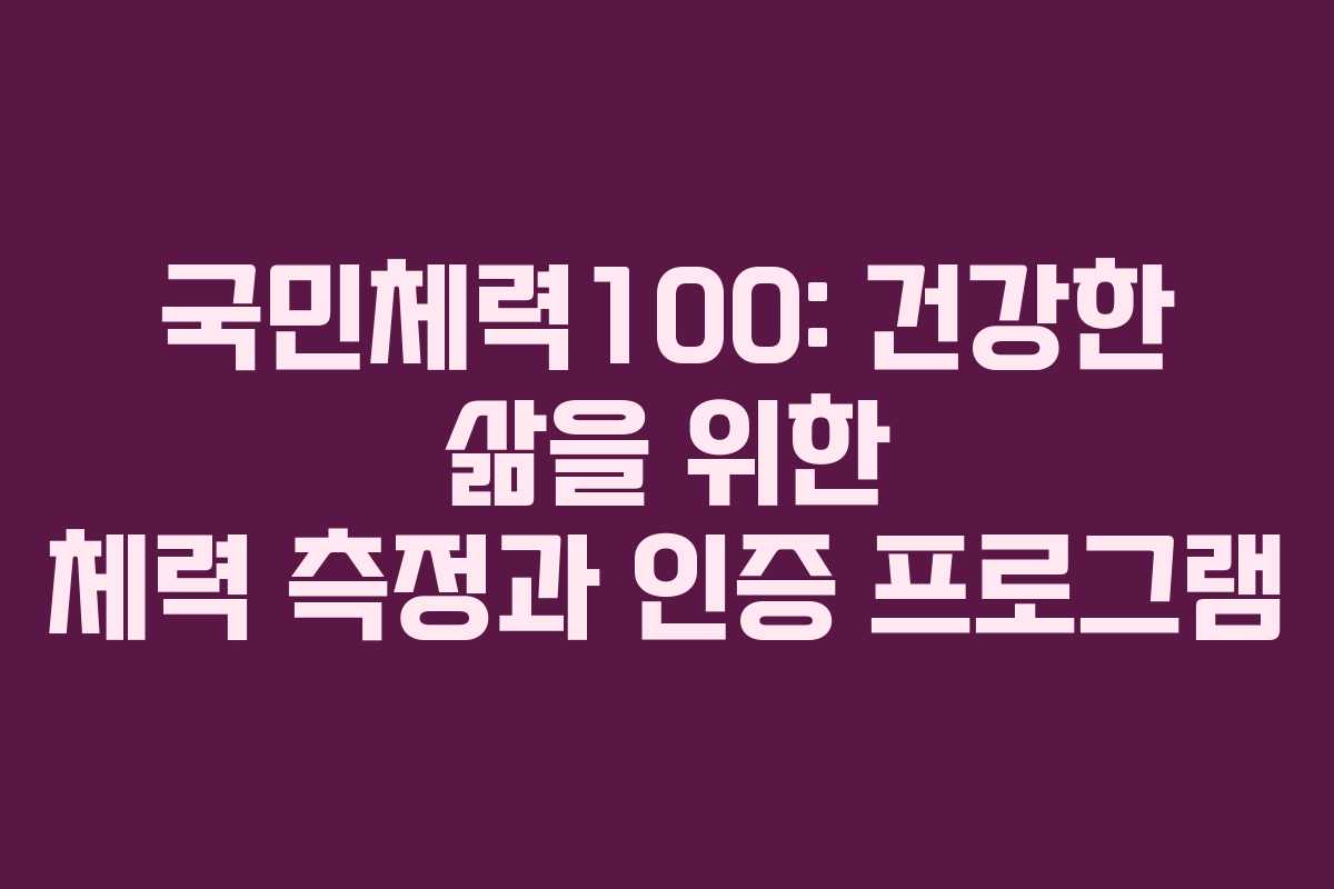 국민체력100: 건강한 삶을 위한 체력 측정과 인증 프로그램
