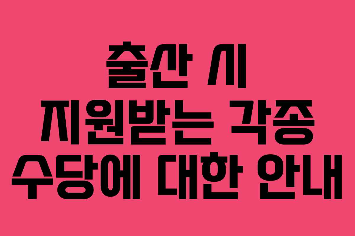 출산 시 지원받는 각종 수당에 대한 안내
