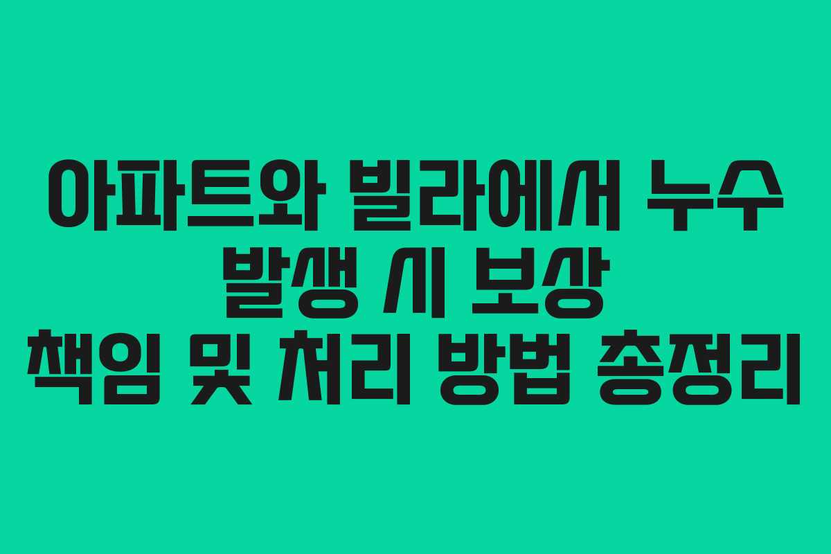 아파트와 빌라에서 누수 발생 시 보상 책임 및 처리 방법 총정리
