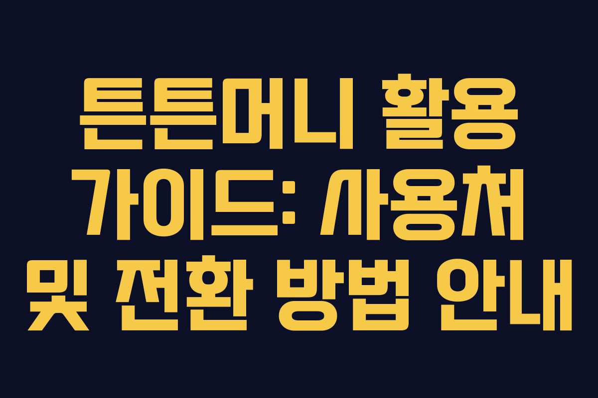 튼튼머니 활용 가이드: 사용처 및 전환 방법 안내