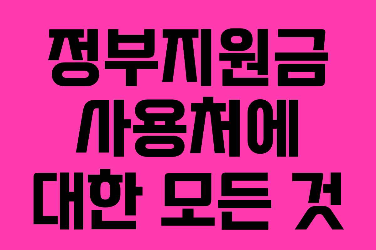 정부지원금 사용처에 대한 모든 것