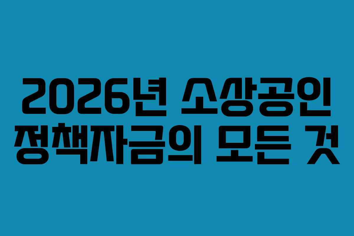 2026년 소상공인 정책자금의 모든 것