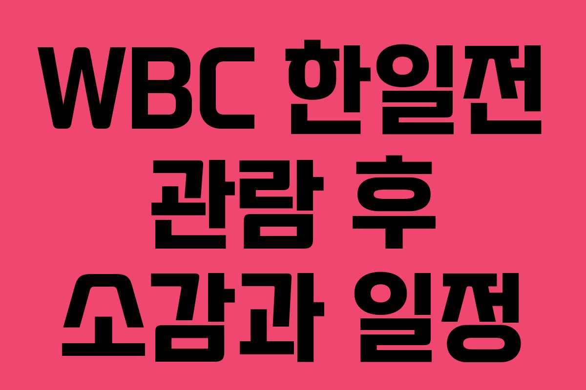 WBC 한일전 관람 후 소감과 일정