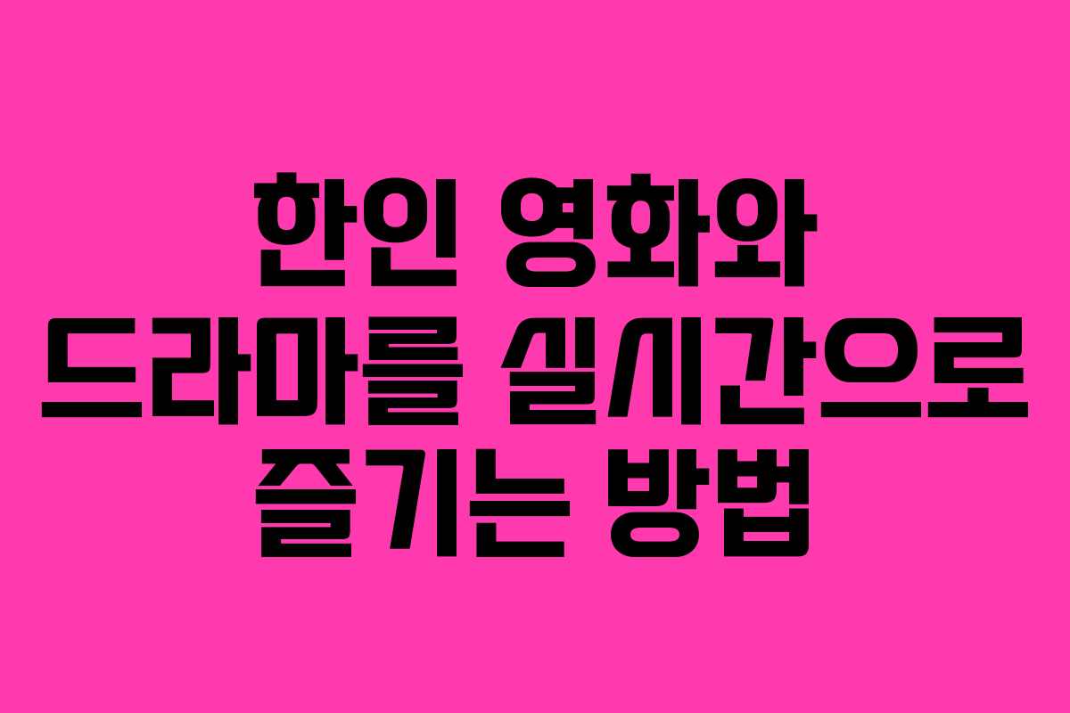 한인 영화와 드라마를 실시간으로 즐기는 방법