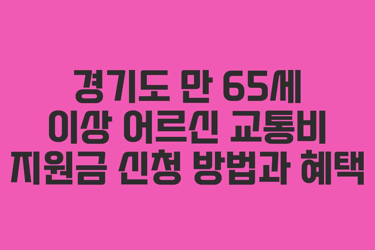 경기도 만 65세 이상 어르신 교통비 지원금 신청 방법과 혜택
