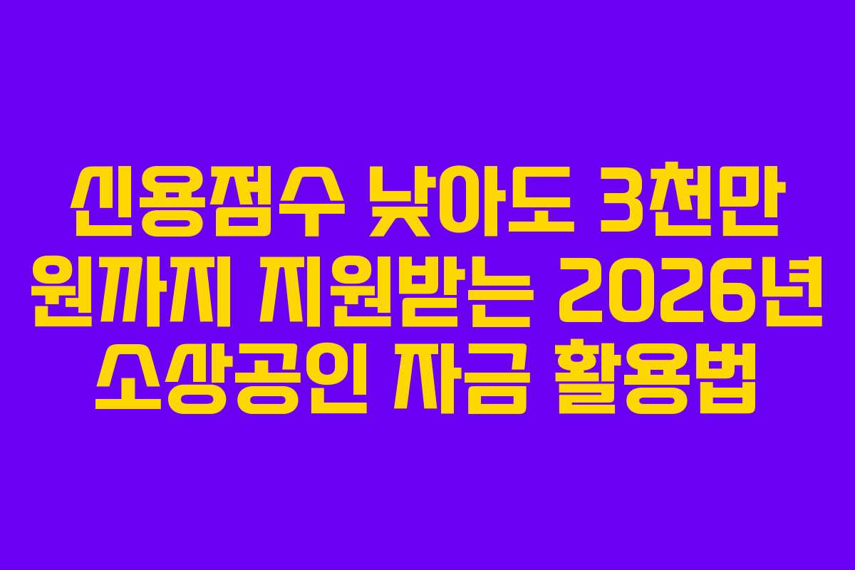 신용점수 낮아도 3천만 원까지 지원받는 2026년 소상공인 자금 활용법