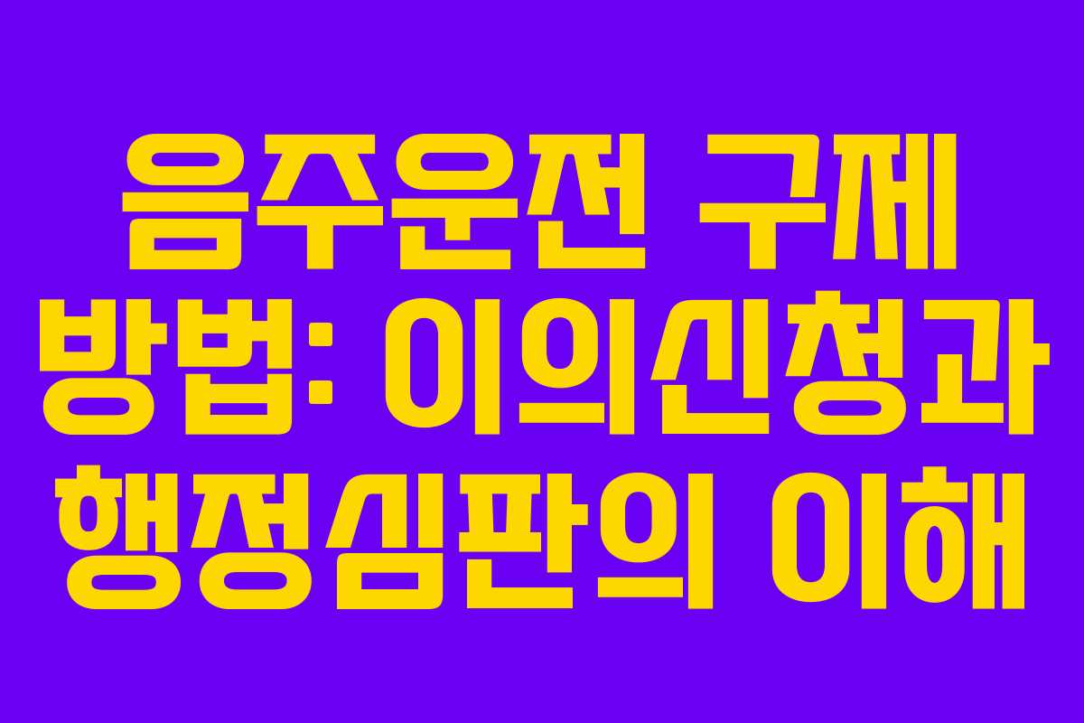 음주운전 구제 방법: 이의신청과 행정심판의 이해