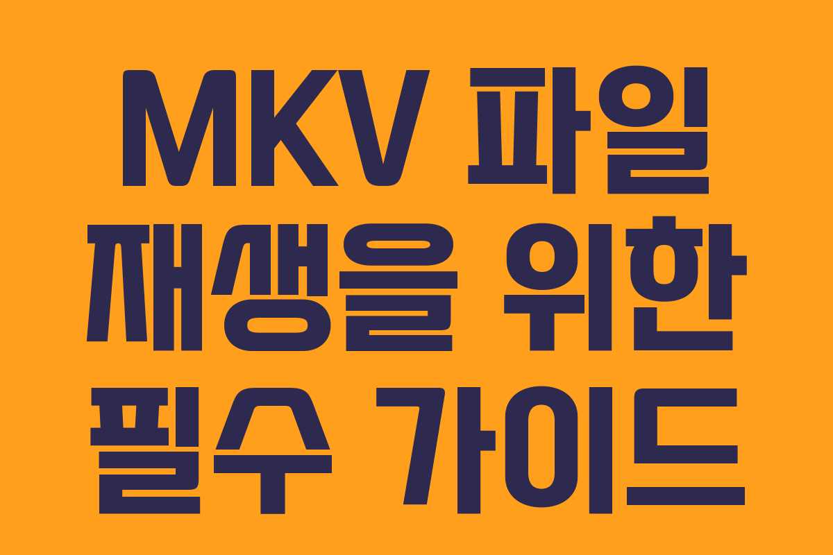 MKV 파일 재생을 위한 필수 가이드