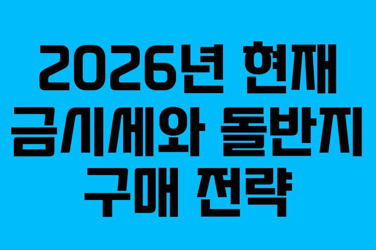 2026년 현재 금시세와 돌반지 구매 전략