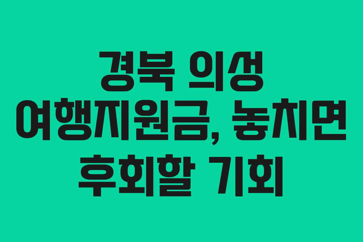 경북 의성 여행지원금, 놓치면 후회할 기회