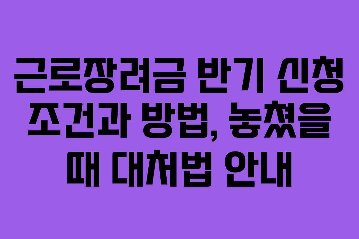 근로장려금 반기 신청 조건과 방법, 놓쳤을 때 대처법 안내
