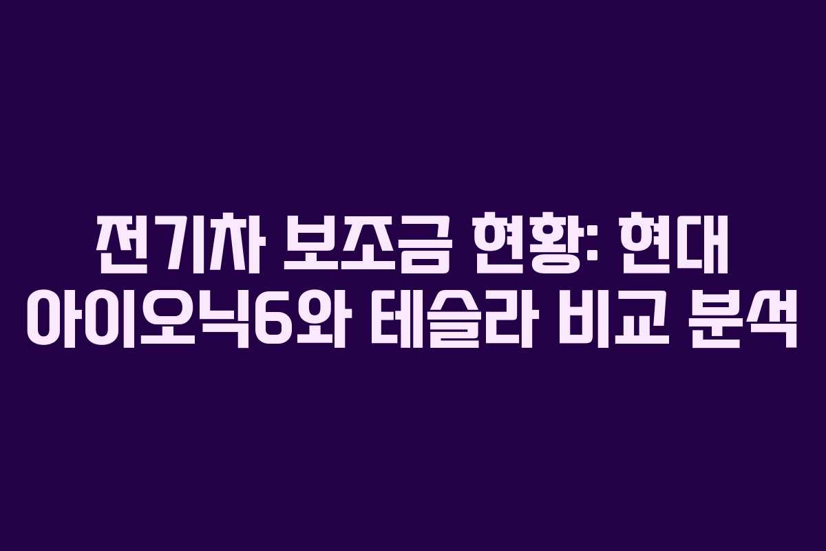 전기차 보조금 현황: 현대 아이오닉6와 테슬라 비교 분석