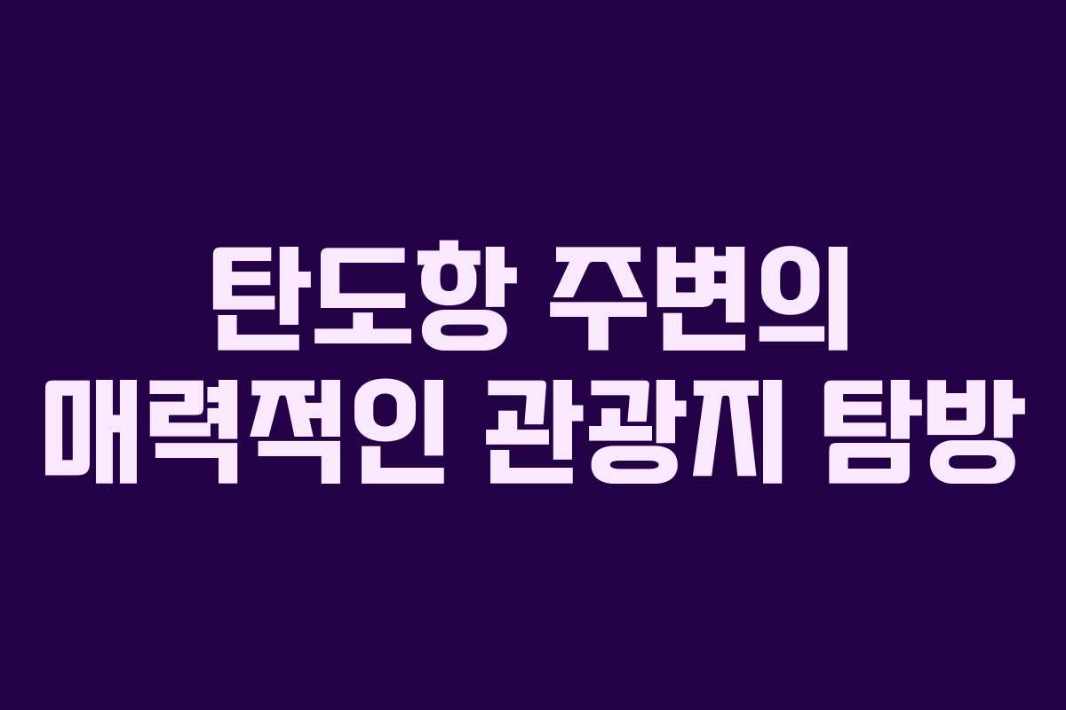 탄도항 주변의 매력적인 관광지 탐방