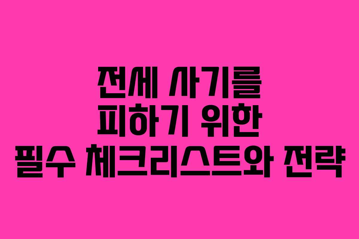 전세 사기를 피하기 위한 필수 체크리스트와 전략