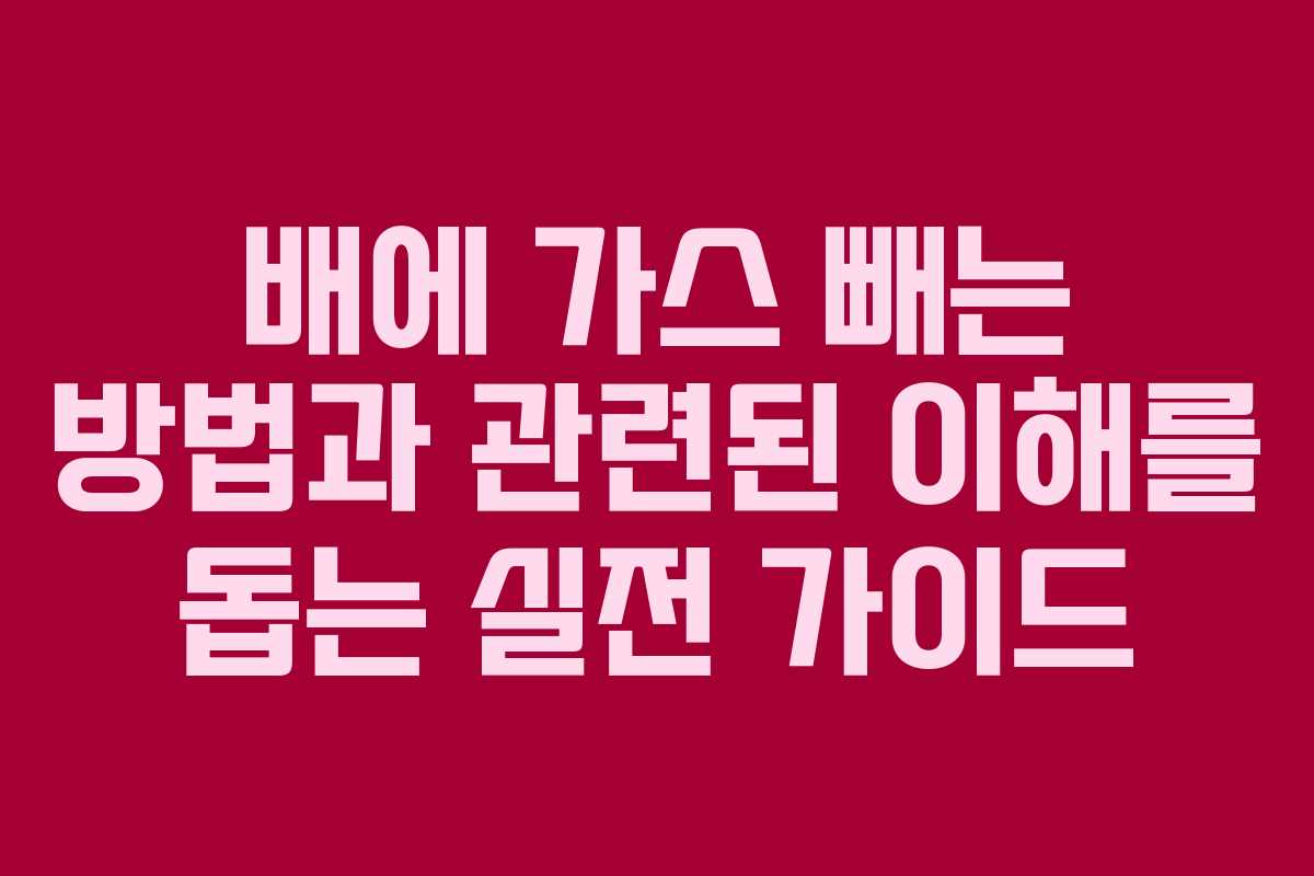 배에 가스 빼는 방법과 관련된 이해를 돕는 실전 가이드