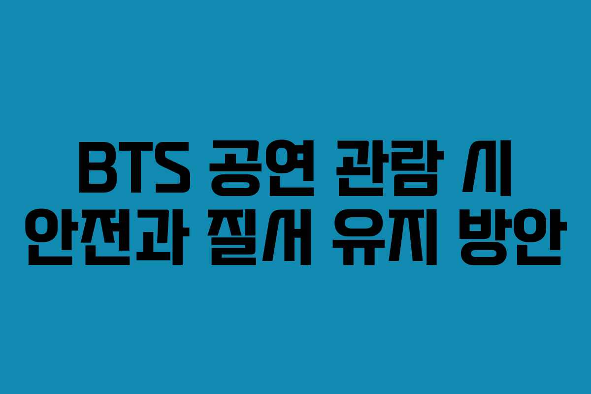 BTS 공연 관람 시 안전과 질서 유지 방안