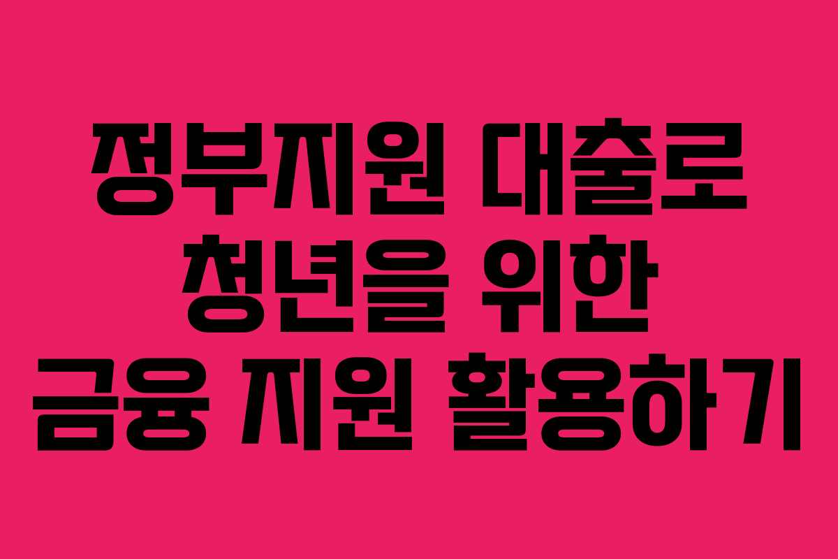 정부지원 대출로 청년을 위한 금융 지원 활용하기