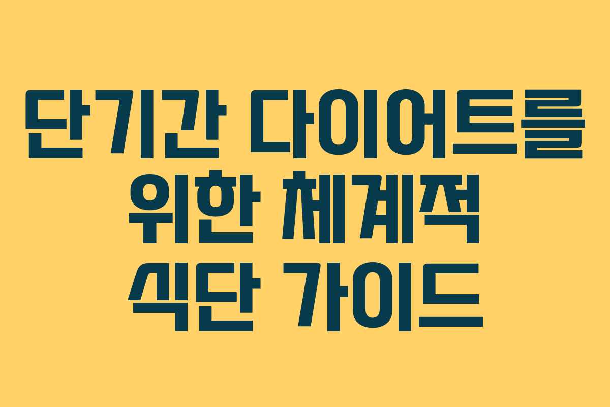 단기간 다이어트를 위한 체계적 식단 가이드