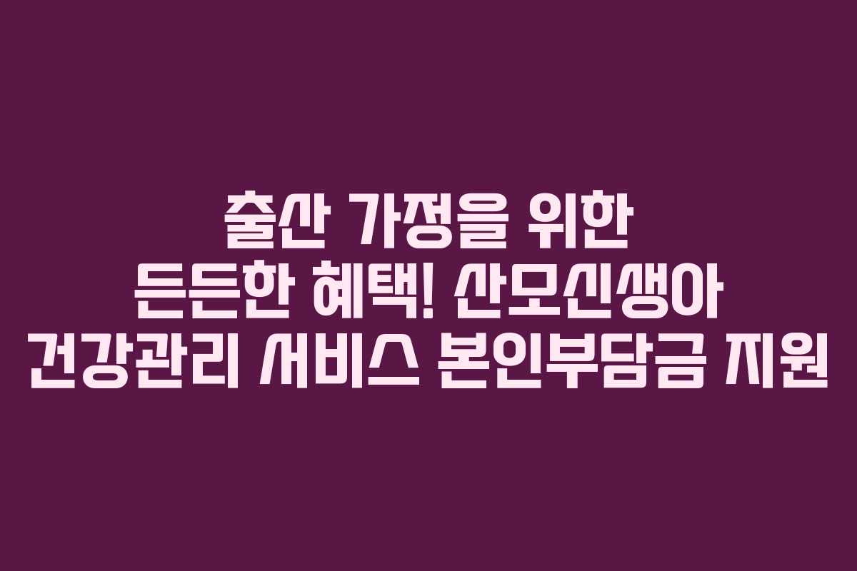 출산 가정을 위한 든든한 혜택! 산모신생아 건강관리 서비스 본인부담금 지원