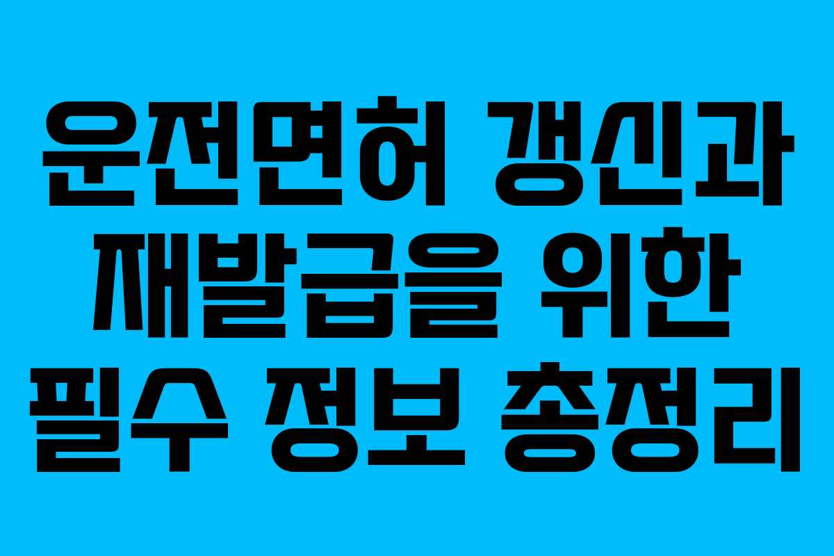 운전면허 갱신과 재발급을 위한 필수 정보 총정리
