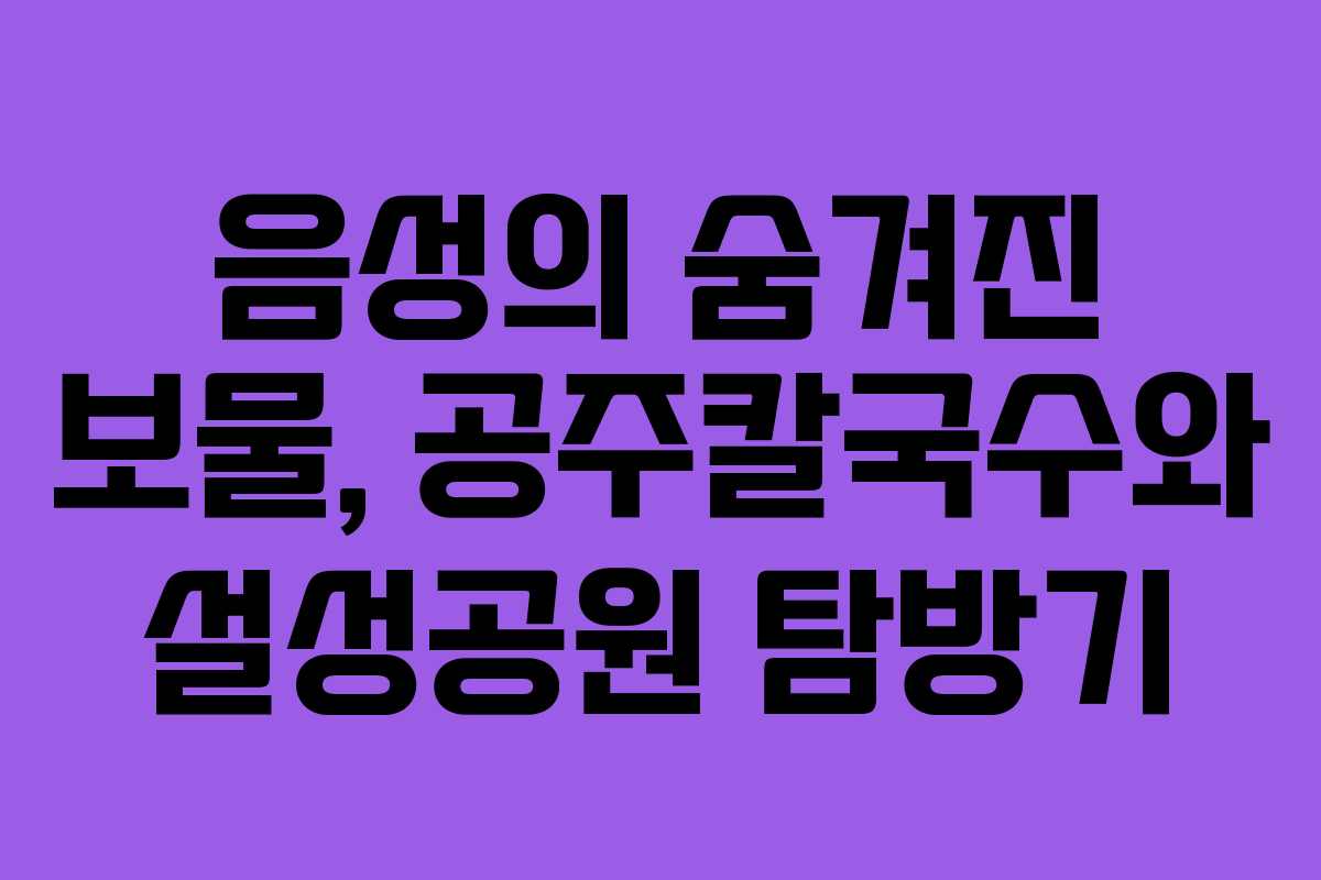 음성의 숨겨진 보물, 공주칼국수와 설성공원 탐방기