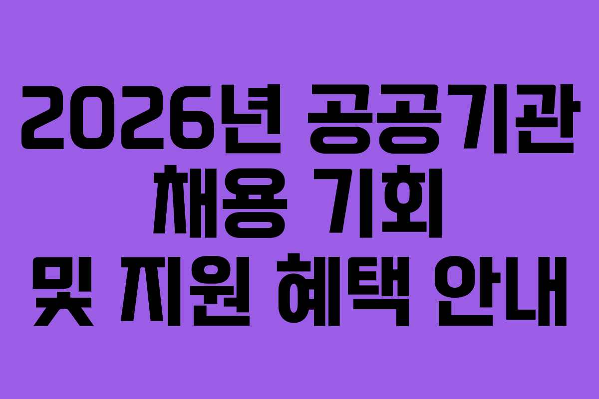 2026년 공공기관 채용 기회 및 지원 혜택 안내