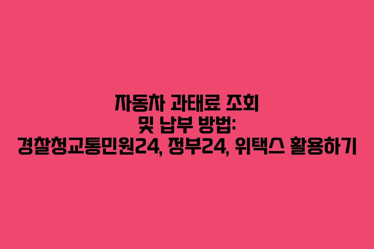 자동차 과태료 조회 및 납부 방법: 경찰청교통민원24, 정부24, 위택스 활용하기