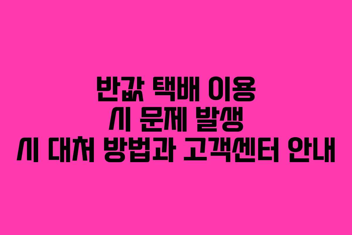 반값 택배 이용 시 문제 발생 시 대처 방법과 고객센터 안내