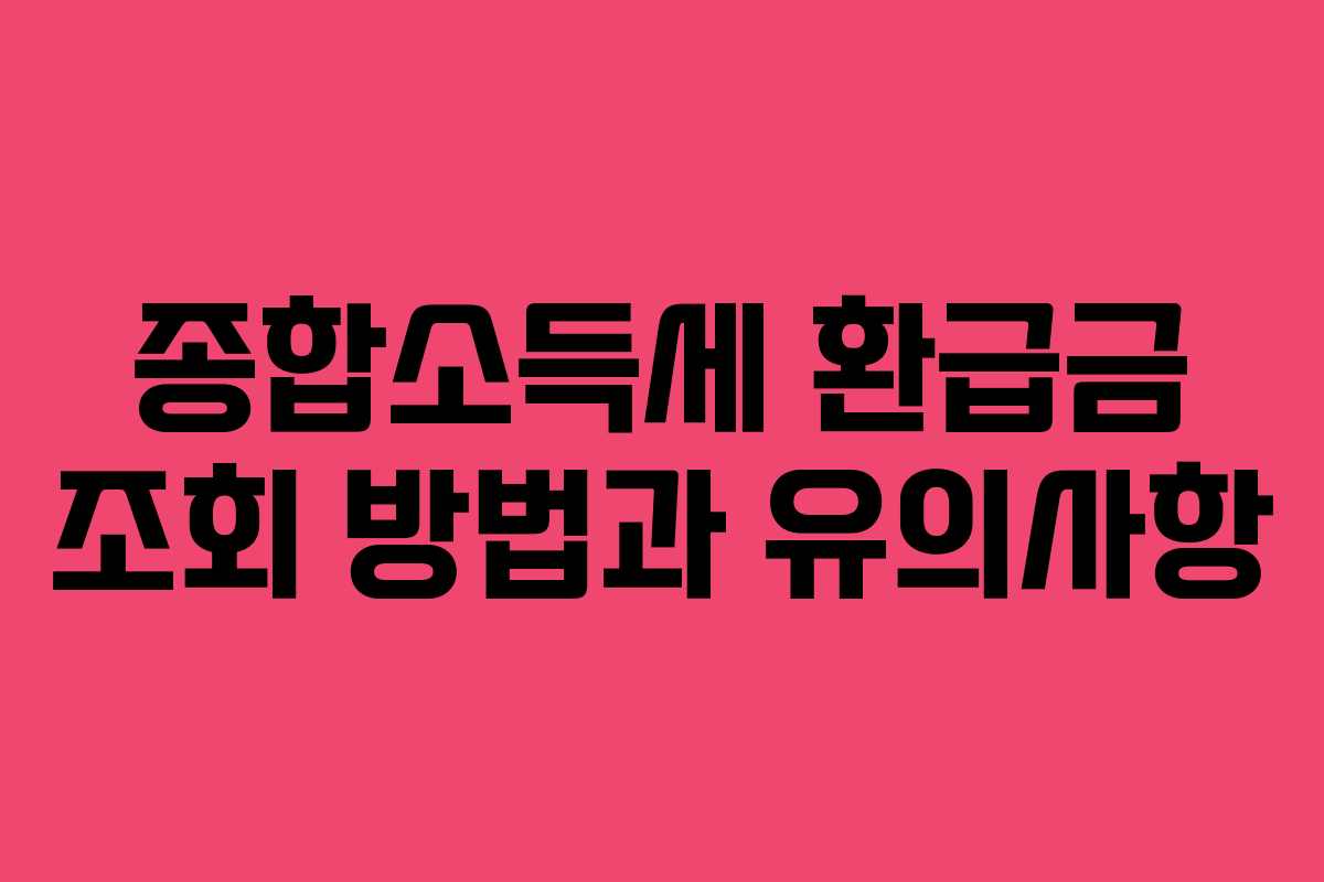 종합소득세 환급금 조회 방법과 유의사항