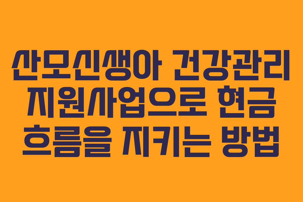 산모신생아 건강관리 지원사업으로 현금 흐름을 지키는 방법