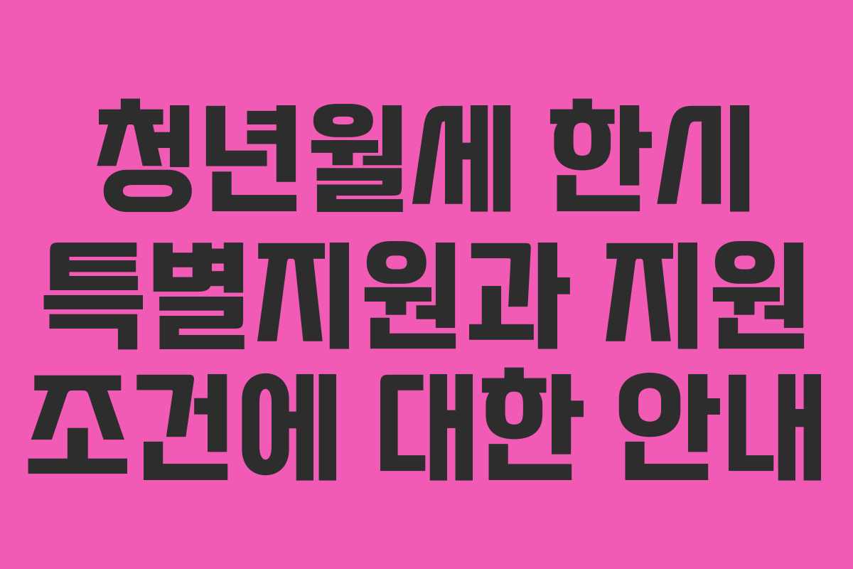 청년월세 한시 특별지원과 지원 조건에 대한 안내