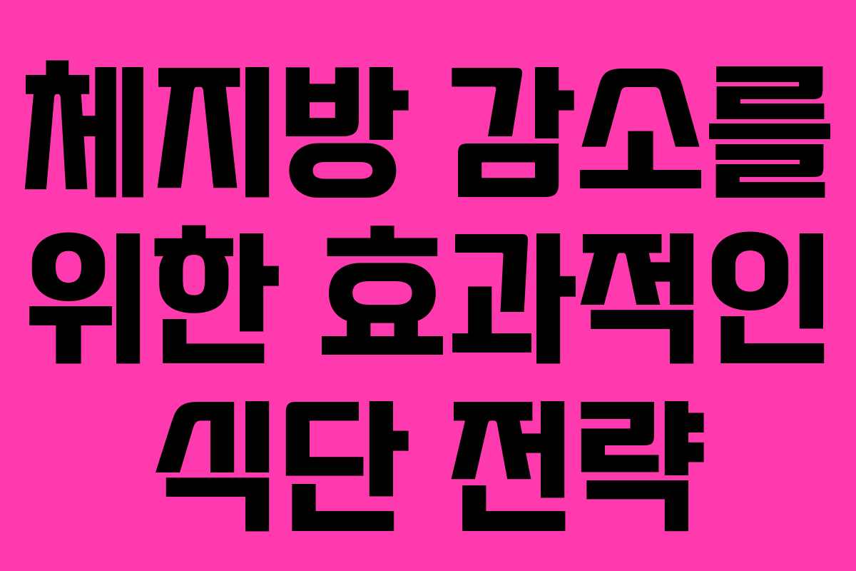 체지방 감소를 위한 효과적인 식단 전략