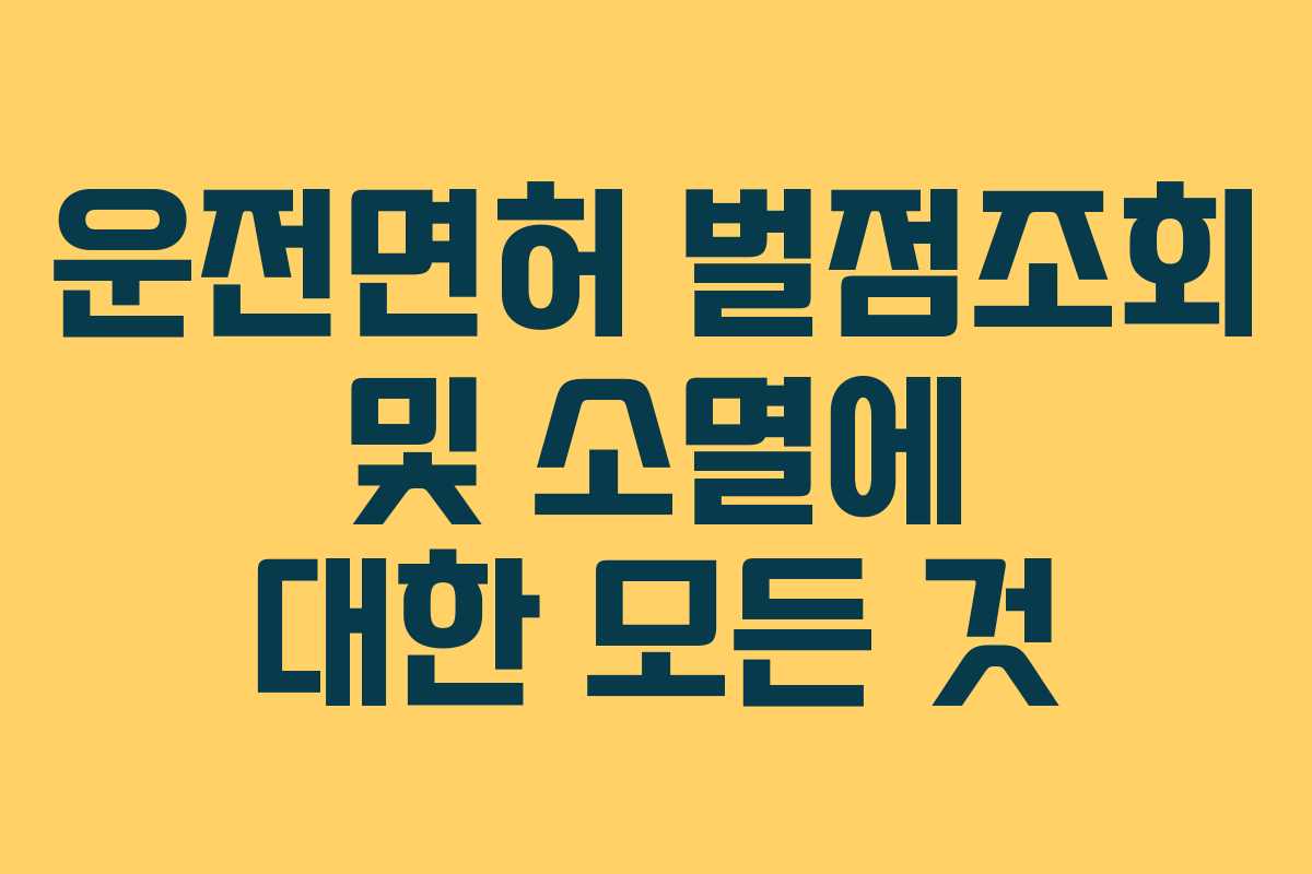 운전면허 벌점조회 및 소멸에 대한 모든 것