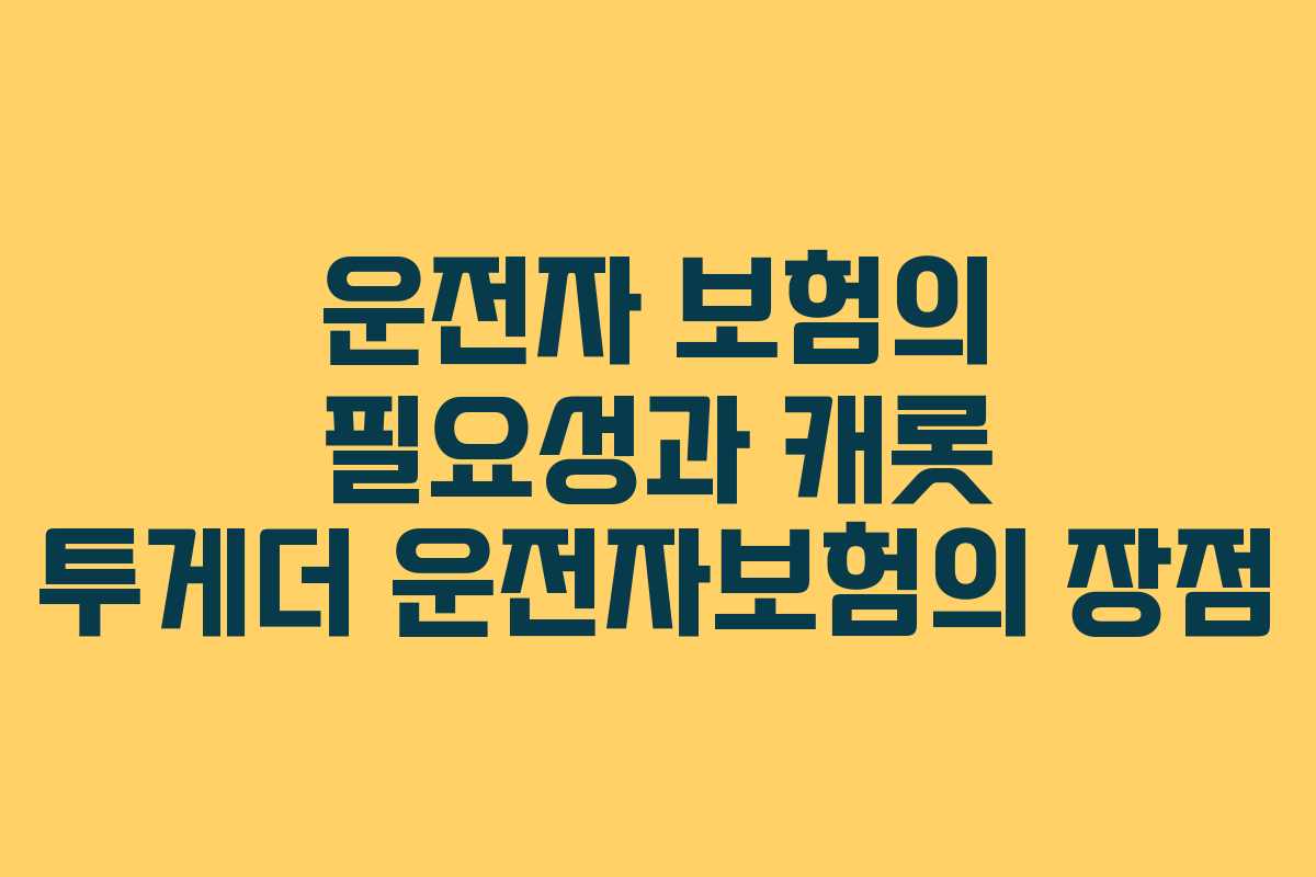 운전자 보험의 필요성과 캐롯 투게더 운전자보험의 장점